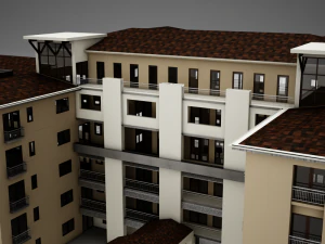 3d modern tropical latin mexican beach tower hotel hacienda 3D Model