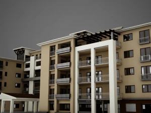 3d modern tropical latin mexican beach tower hotel hacienda 3D Model