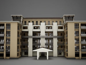 3d modern tropical latin mexican beach tower hotel hacienda 3D Model