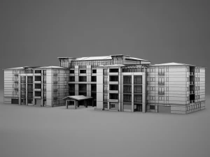 3d modern tropical latin mexican beach tower hotel hacienda 3D Model