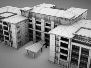 3d modern tropical latin mexican beach tower hotel hacienda 3D Model