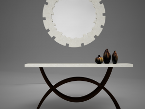 dining room buffet table set mirror 3D Model