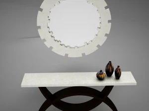 dining room buffet table set mirror 3D Model