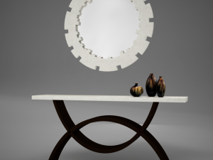 dining room buffet table set mirror 3D 모델