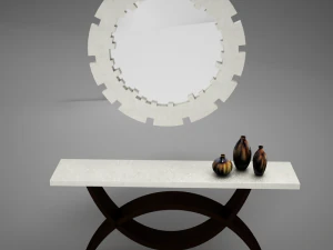 dining room buffet table set mirror 3D Model