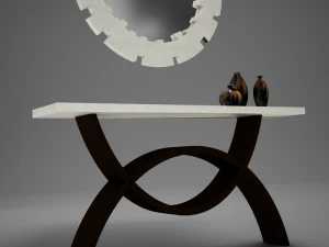 dining room buffet table set mirror 3D Model