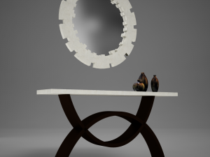 dining room buffet table set mirror 3D 모델