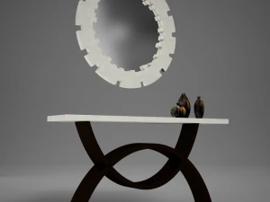 dining room buffet table set mirror 3D Model