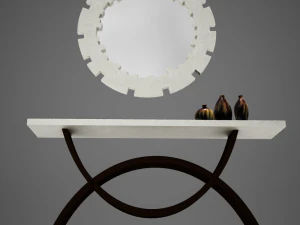 dining room buffet table set mirror 3D Model