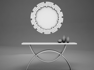 dining room buffet table set mirror 3D 모델