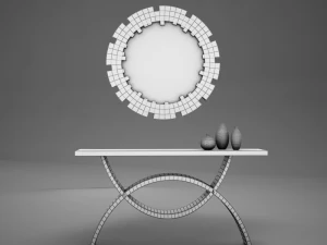 dining room buffet table set mirror 3D Model