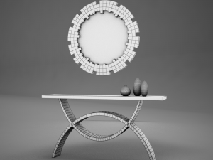 dining room buffet table set mirror 3D 모델