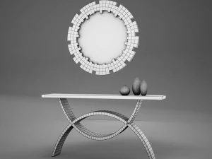 dining room buffet table set mirror 3D Model