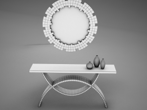 dining room buffet table set mirror 3D 모델