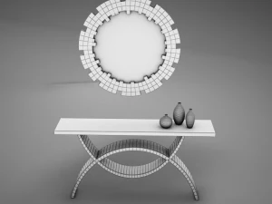 dining room buffet table set mirror 3D Model