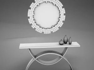 dining room buffet table set mirror 3D Model