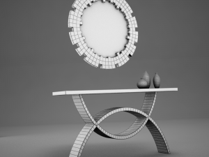 dining room buffet table set mirror 3D 모델