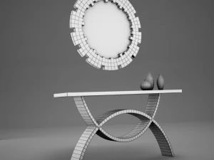 dining room buffet table set mirror 3D Model