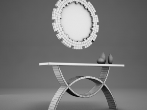 dining room buffet table set mirror 3D 모델