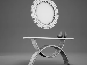 dining room buffet table set mirror 3D Model