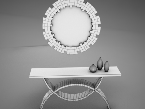 dining room buffet table set mirror 3D 모델