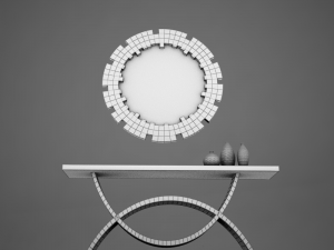 dining room buffet table set mirror 3D 모델