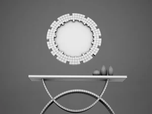 dining room buffet table set mirror 3D Model