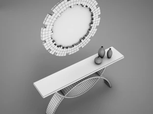 dining room buffet table set mirror 3D Model