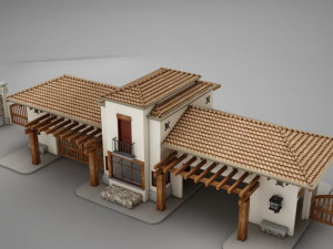 hacienda gated condo entrance Model 3D