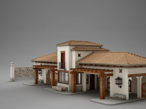 hacienda gated condo entrance Model 3D
