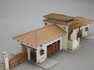 hacienda gated condo entrance Model 3D