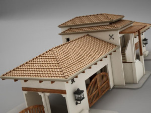 hacienda gated condo entrance Model 3D