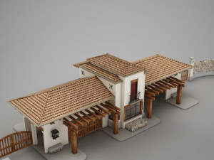 hacienda gated condo entrance Model 3D