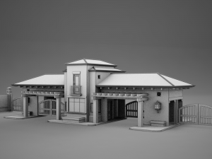 hacienda gated condo entrance Model 3D