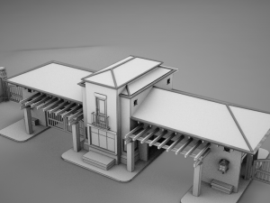 hacienda gated condo entrance Model 3D