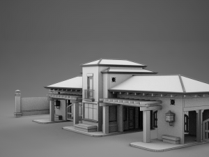 hacienda gated condo entrance Model 3D