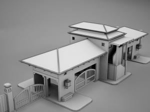 hacienda gated condo entrance Model 3D