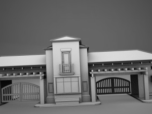 hacienda gated condo entrance Model 3D