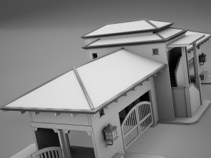 hacienda gated condo entrance Model 3D