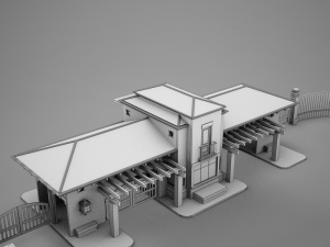 hacienda gated condo entrance Model 3D