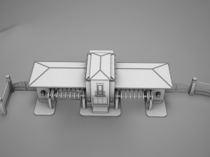 hacienda gated condo entrance Model 3D