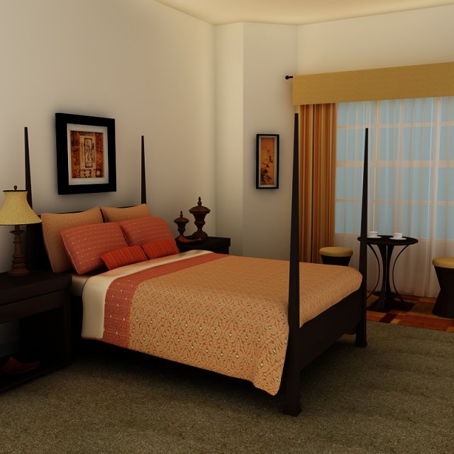 orange bed Modello 3D .c4d .max .obj .3ds .fbx .stl .blend