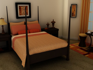 orange bed Modello 3D