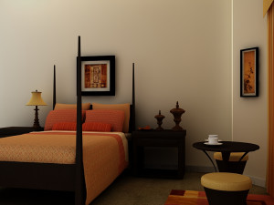 orange bed Modello 3D