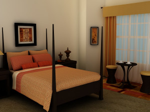 orange bed Modello 3D