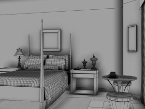 orange bed Modello 3D