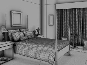 orange bed Modello 3D