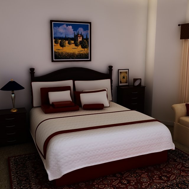 bed white plus bedroom 3D 模型 .c4d .max .obj .3ds .fbx .stl .blend 