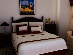 bed white plus bedroom 3D Model