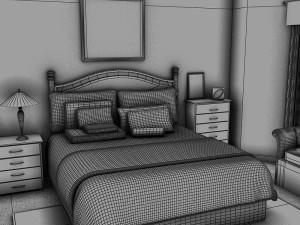 bed white plus bedroom 3D 模型